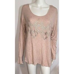 Apt. 9 Blush Pink Charcoal Speckled Long Sleeve Top - Size XL